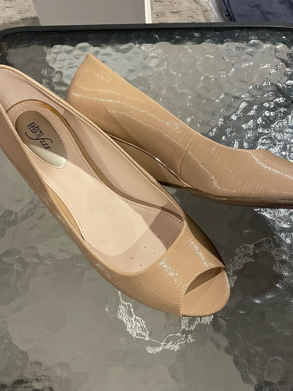 Beige Peep-Toe Pumps